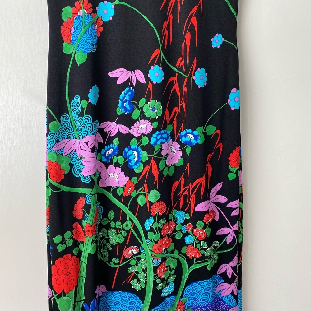 Vintage Adele Simpson Mock Neck Artsy Floral Print Sleeveless Maxi Dress S/M - Picture 4 of 12